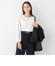 ORIHICA美ラクるブラウス パイピングカットソー