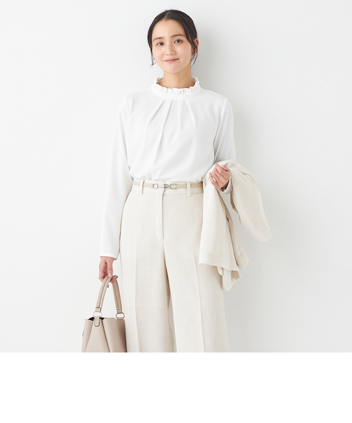 ＜CLASSY.ONLINE2月掲載 山本美月さん着用アイテム＞ORIHICA美ラクるブラウス スタンドフリル