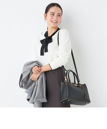 ＜CLASSY.ONLINE2月掲載アイテム＞ORIHICA美ラクるニットCOMFY 配色ボウタイ