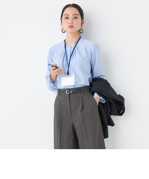 ORIHICA美ラクるブラウス ノンアイロンスタンドカラー