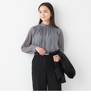 ORIHICA美ラクるブラウス ラメシアーハイネック