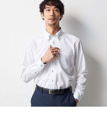 スーパーノンアイロンストレッチシャツ 夏仕様 ボタンダウン 織柄