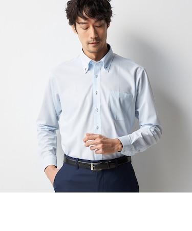 スーパーノンアイロンストレッチシャツ 夏仕様 ボタンダウン 織柄