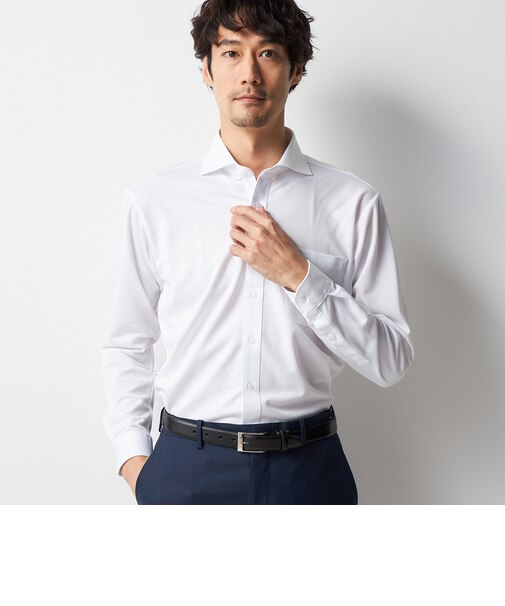 スーパーノンアイロンストレッチシャツ 夏仕様 カッタウェイ 織柄
