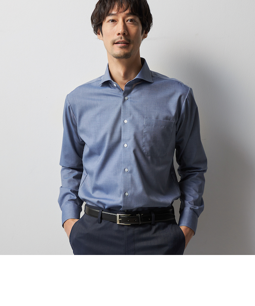 スーパーノンアイロンシャツ カッタウェイ 織柄