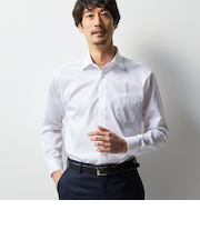 スーパーノンアイロンシャツ ワイドカラー 織柄