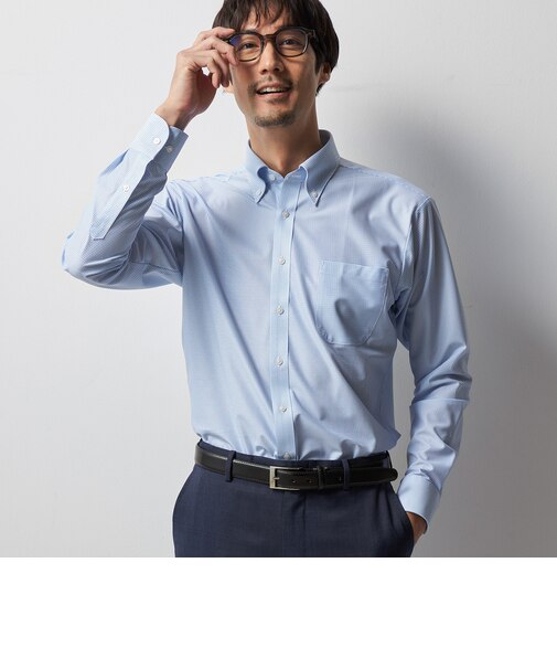 スーパーノンアイロンストレッチシャツ ボタンダウン チェックプリント