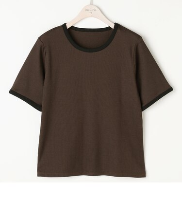 ORIHICA美ラクるカットソー 配色リブ