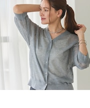 ORIHICA美ラクるニットCOMFY シアーラメVネックカーディガン