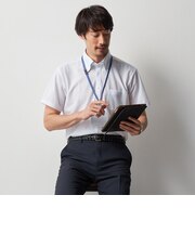 ビズポロシャツ ダイヤ柄 パイピングボタンダウン 前開き
