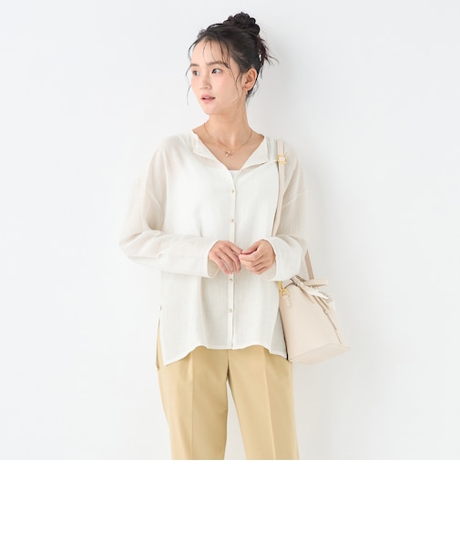 ORIHICA美ラクるブラウス 楊柳前開き