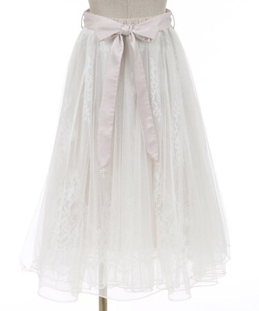 リボン付レース×チュールＳＫ