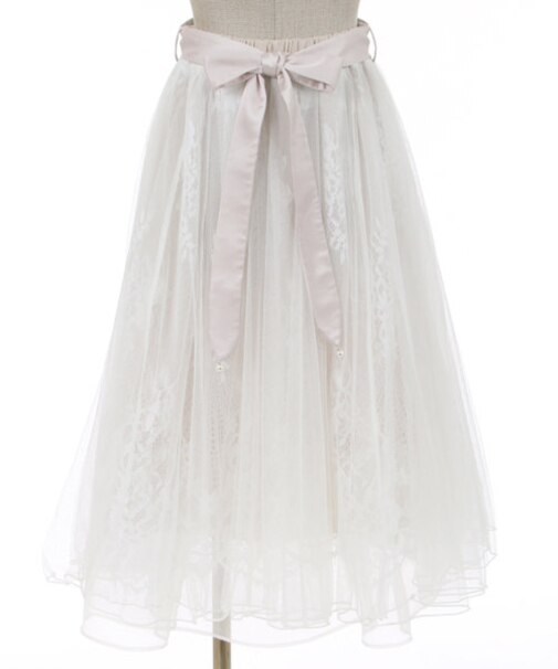 リボン付レース×チュールＳＫ