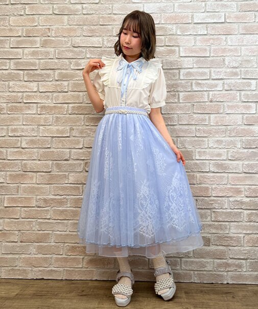 リボン付レース×チュールＳＫ