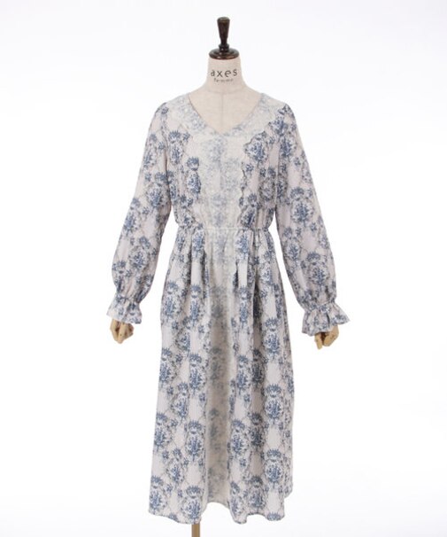 ローズガーランド柄ロングOP