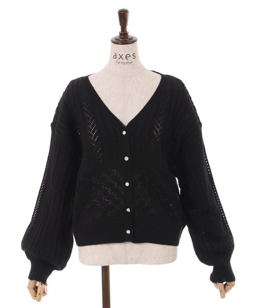 PXG レディース カーディガン 黒/ピンク カーディガン ピンク 黒 カーディガン アウター ジャケット