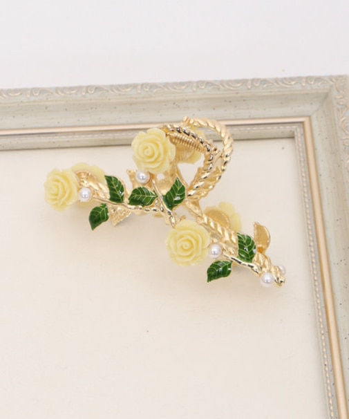 薔薇×パールヘアークリップ