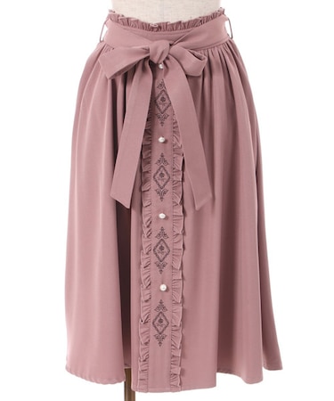 フレームローズ刺繍スカート