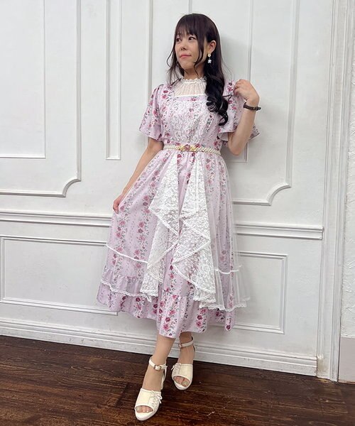 薔薇柄ラッフルチュールOP｜アクシーズファムの通販｜&mall（アンド