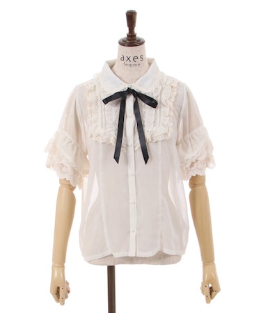 シアーフリル丸襟ブラウス