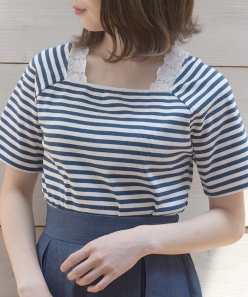 ショート丈リブトップス
