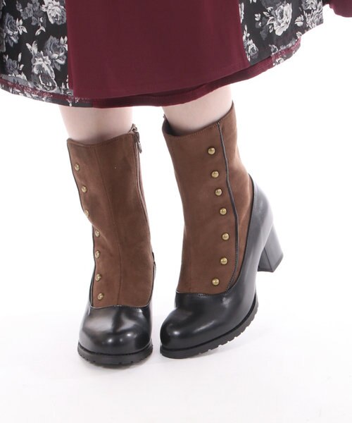 【新品未使用】axes femme 連ボタン配色ブーツ ワイン Sサイズ 連ボタン配色ブーツ｜アクシーズファムの通販｜&mall（アンドモール