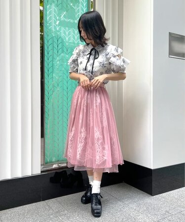リボン付レース×チュールＳＫ