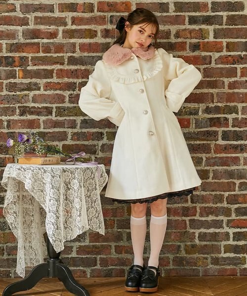 ファー襟ガーリーコート｜アクシーズファムの通販｜&mall（アンド