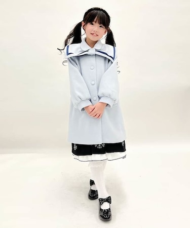 リボンビッグ襟ロングコート