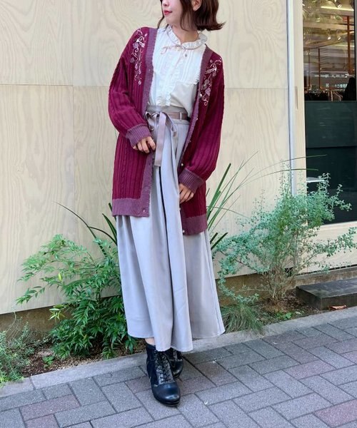 音楽刺繍ロングニットCD｜アクシーズファムの通販｜&mall（アンド