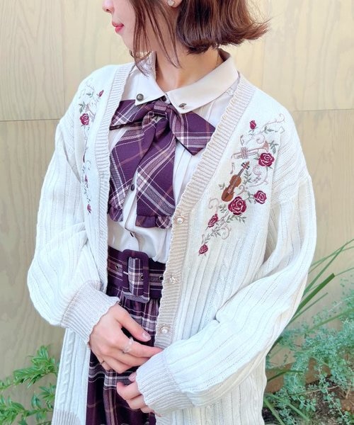 音楽刺繍ロングニットCD｜アクシーズファムの通販｜&mall（アンド