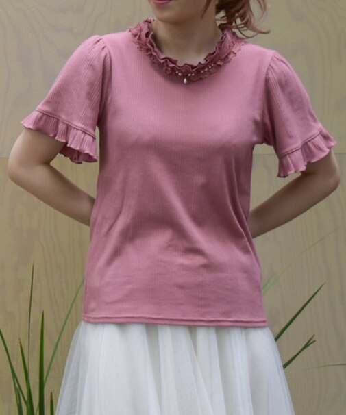 吸水速乾フリルビジュープルオーバー