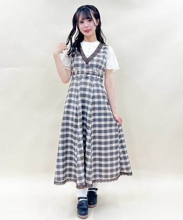 Ｖネックレトロワンピ