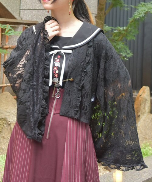チェーン付総レースボレロ axes femme 黒 チェーン付き総レースボレロ｜アクシーズファムの通販｜&mall