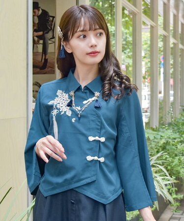 ジャスミン刺繍チャイナブラウス｜アクシーズファムの通販｜&mall 