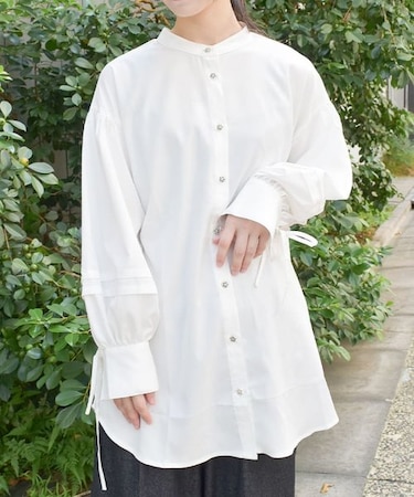 リボン袖オーバーシャツ