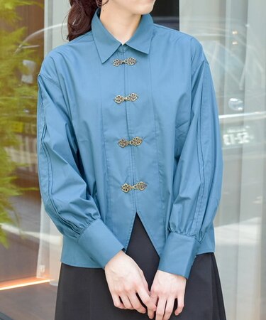 チャイナ風金具ロングシャツ｜アクシーズファムの通販｜&mall（アンド 
