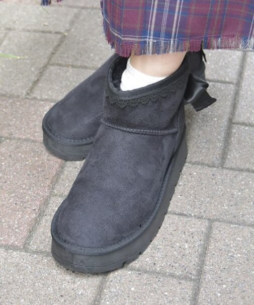 バックリボン厚底ムートン