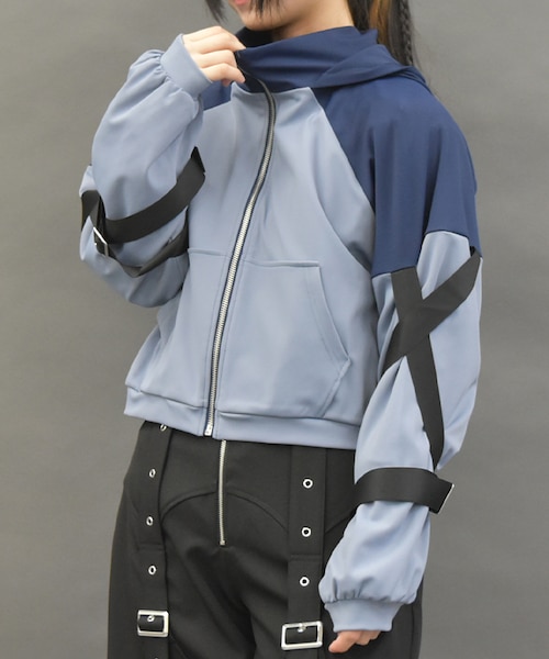 ベルトデザイン配色パーカー｜アクシーズファムの通販｜&mall（アンド