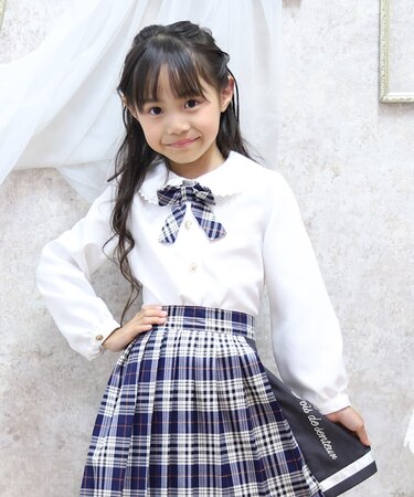 チェックリボンブラウス