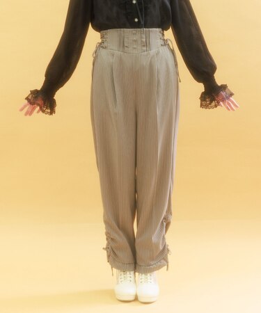 ハイウエストストライプパンツ