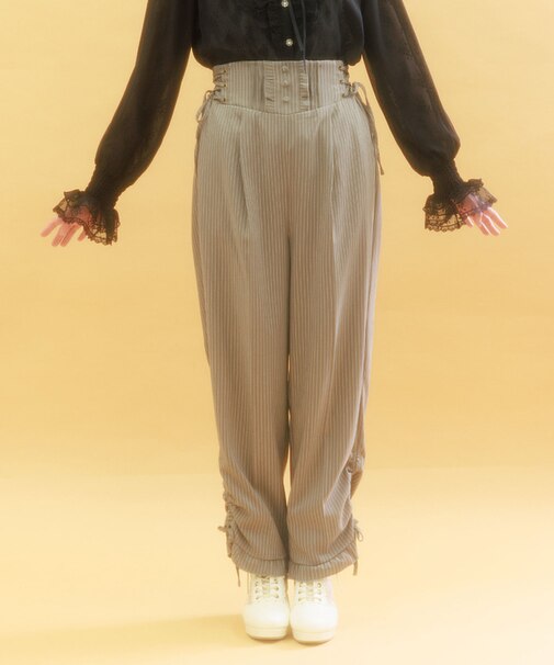 ハイウエストストライプパンツ
