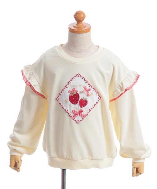 いちご刺繍トレーナー