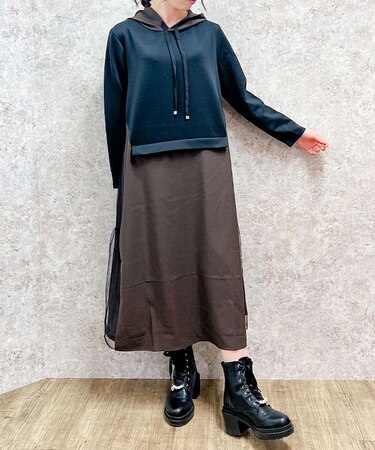 異素材切替ワンピース