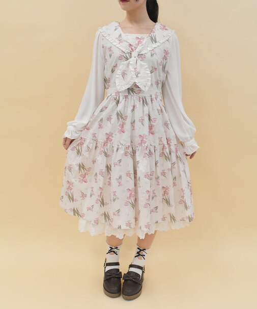 フラワープリントセーラーワンピース