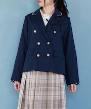 スカラップ刺繍ダブルジャケット