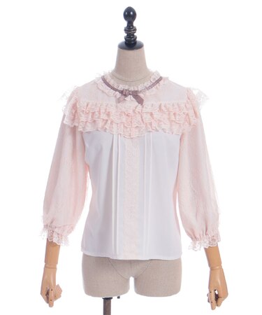 レーシーフリルスタンドブラウス