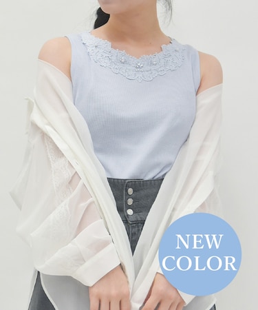 吸水速乾フラワーレースタンク