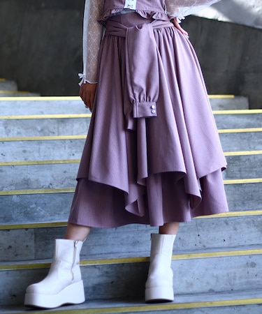シャツ巻き風イレヘムスカート