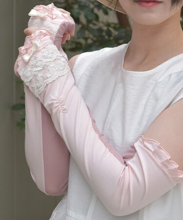 レース重ねロングＵＶ手袋